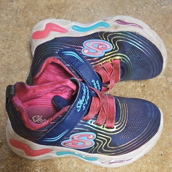 Skechers Kids' Navy and Pink Sneakers with Light-Up Soles - Picture 5 of 5
